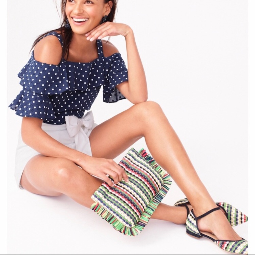 Jcrew raffia clutch